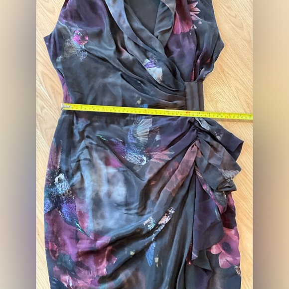 ALLSAINTS spitalfields Poisen dark bird print silk wrap dress - Picture 12 of 12